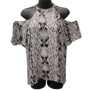 Parker silk snake print cold shoulder top NWT size L